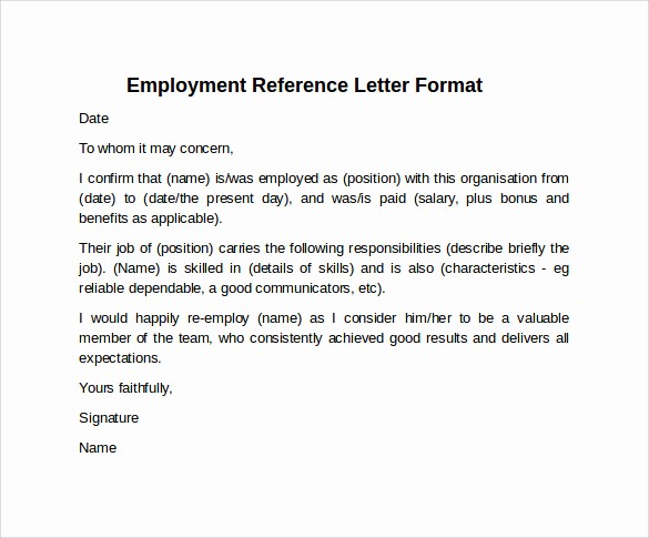 Formats for Letter Of Recommendation New 8 Sample Reference Letter formats Examples to Download