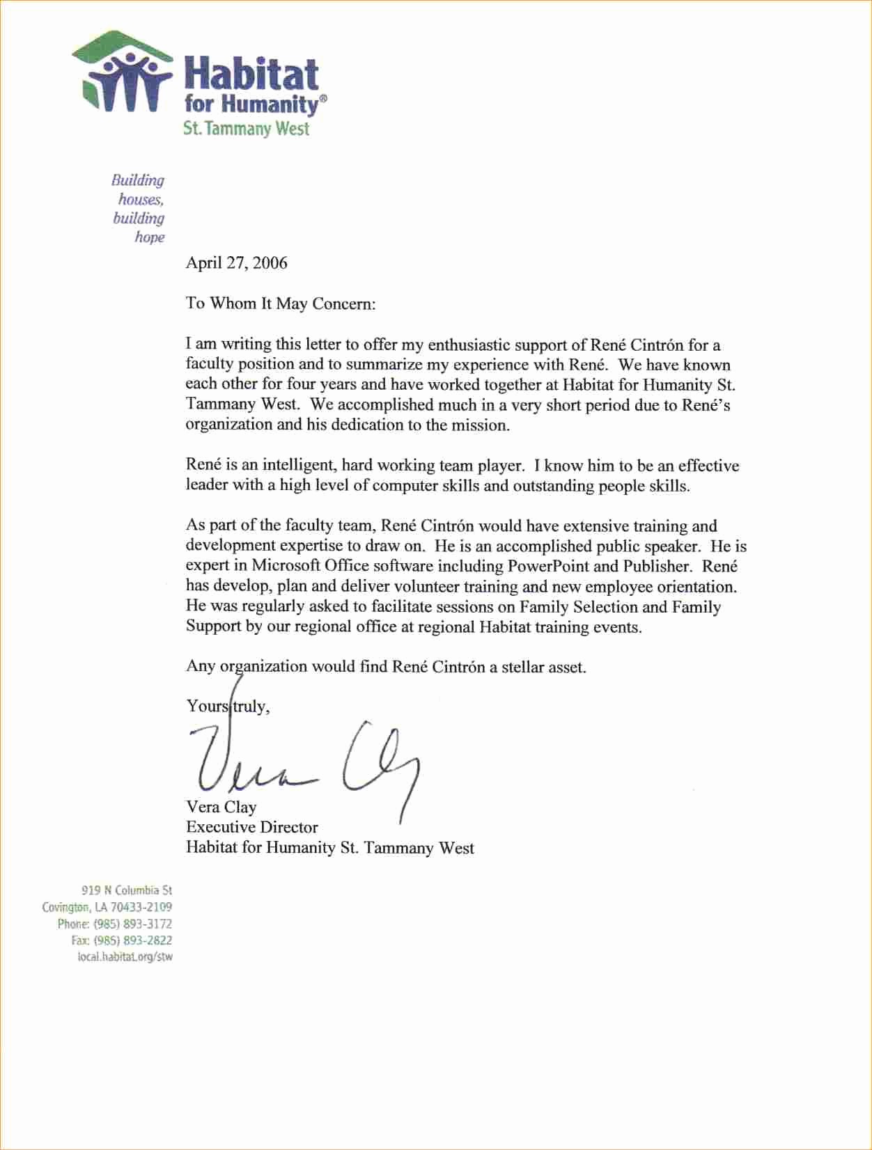Formats for Letters Of Recommendation Beautiful A Professional Letter Of Re Mendation Business