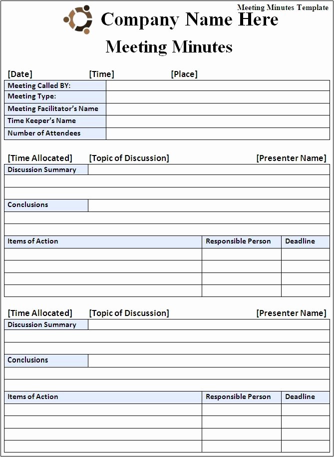 Formats Of Minutes Of Meeting Elegant 6 Meeting Minutes Templates Excel Pdf formats