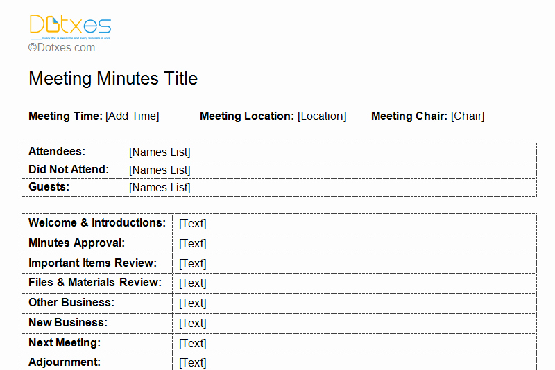 Formats Of Minutes Of Meeting Unique Meeting Minutes Template Free Printable formats for Word
