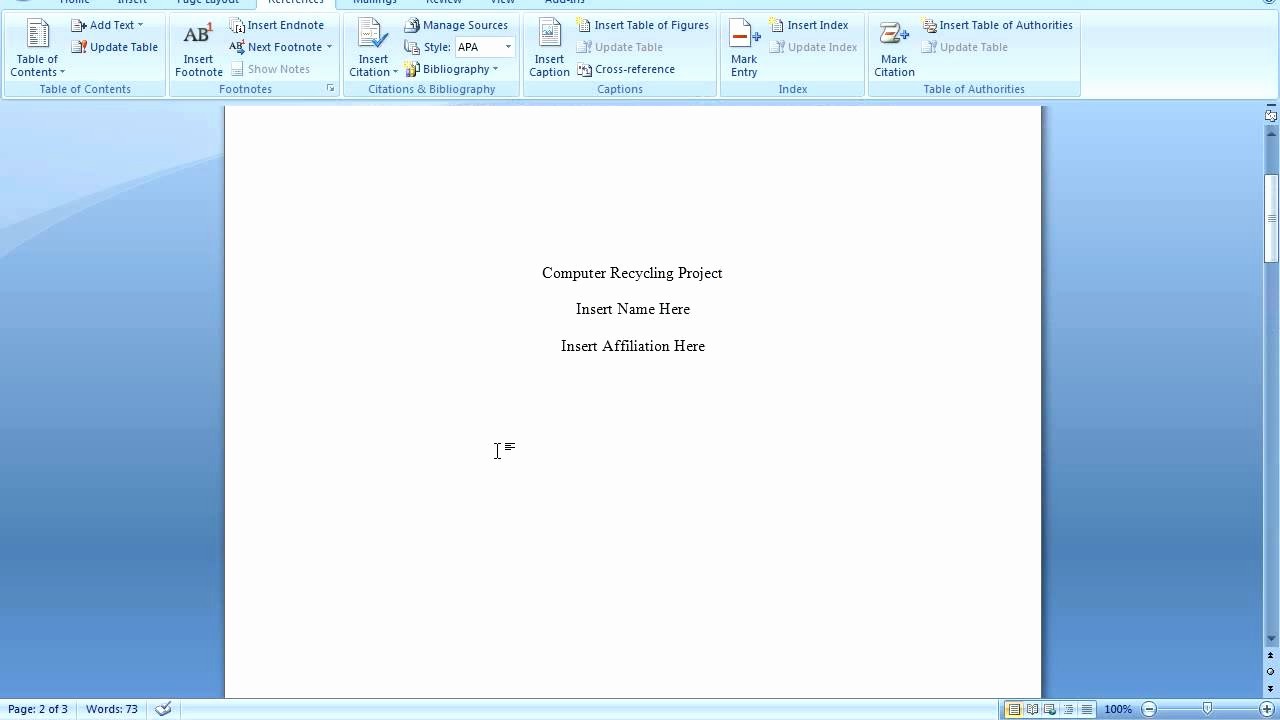Formatting Apa Paper In Word Inspirational How to Apply Apa format In Microsoft Word 2007