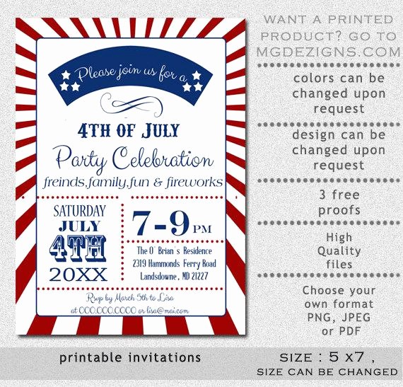 Fourth Of July Invitation Template Inspirational Printable Retro 4th Of July Party Invitation Templates