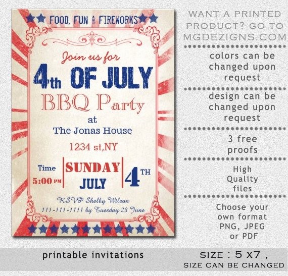 Fourth Of July Invitation Template Lovely Printable Rustic 4th Of July Party Invitation Templates