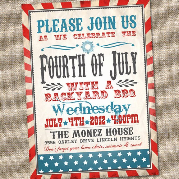 Fourth Of July Party Invitations Unique Fourth Of July Invitation Vintage Fourth Of July Invitation