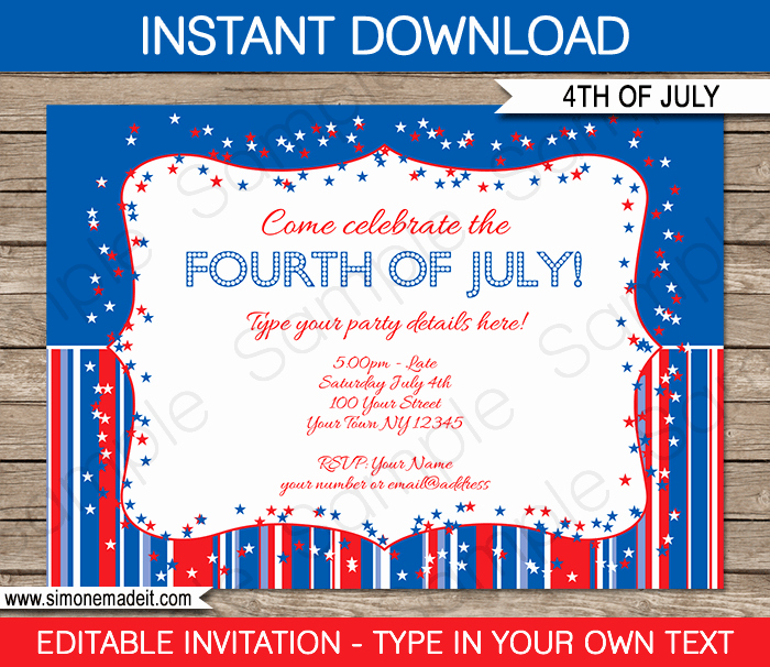 Fourth Of July Party Invitations Unique July 4th Party Invitations Template