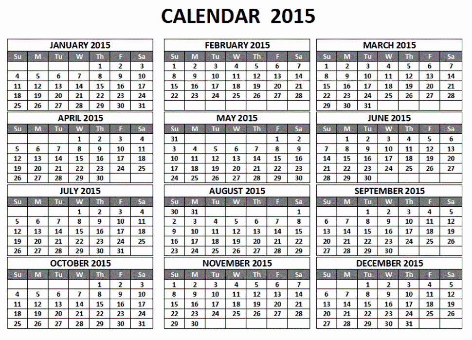 Free 2015 Yearly Calendar Template Beautiful 2015 Printable Calendar 1 Page