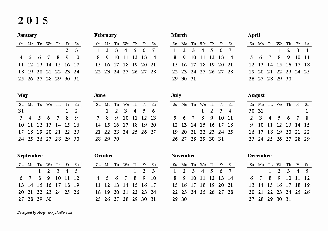 Free 2015 Yearly Calendar Template Beautiful Printable Calendar Free 2015 – 2017 Printable Calendar