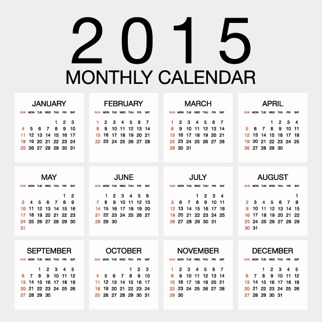 Free 2015 Yearly Calendar Template Inspirational Yearly Calendar 2015 – Templates Free Printable