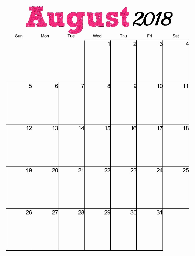 Free 2018 Monthly Calendar Template Elegant Free Printable 2018 Vertical Monthly Calendar