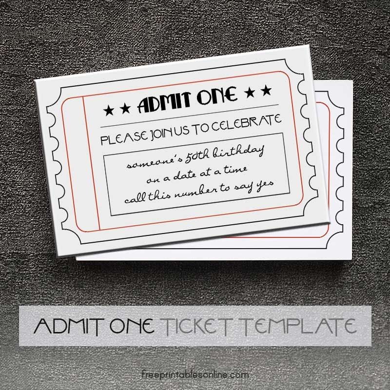 Free Admit One Ticket Template Lovely Black and White Printable Admit E Tickets Free