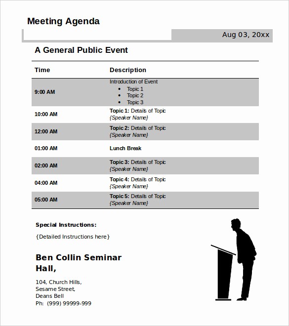 Free Agenda Templates for Word Awesome 50 Meeting Agenda Templates Pdf Doc