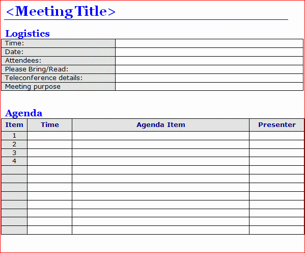 Free Agenda Templates for Word Awesome Free Meeting Agenda Templates