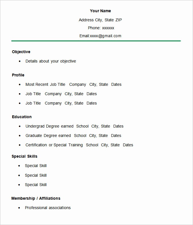 Free and Easy Resume Templates Beautiful Simple Resume Template 46 Free Samples Examples