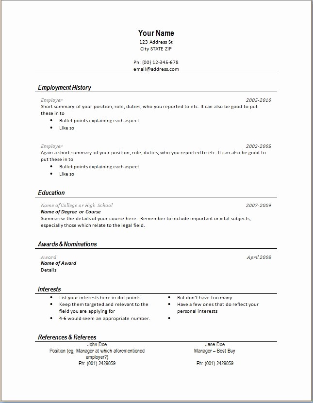 Free and Easy Resume Templates Elegant Personal Resuem Templates