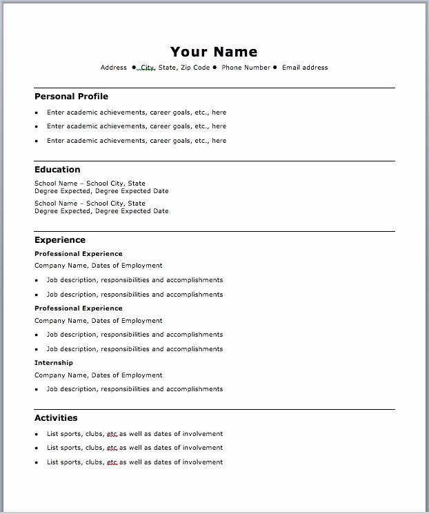 Free and Easy Resume Templates Fresh Easy Resume Template Free