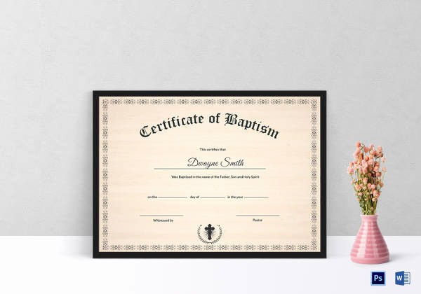 Free Baptism Certificate Template Word Awesome Word Certificate Template 49 Free Download Samples