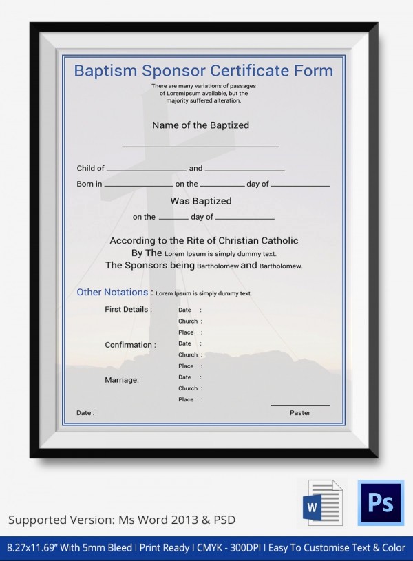 Free Baptism Certificate Template Word Best Of Baptism Certificate 12 Free Word Pdf Documents