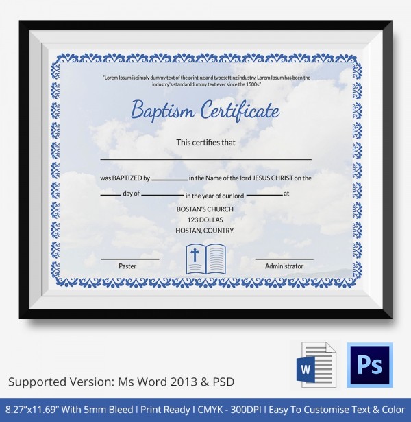 Free Baptism Certificate Template Word Lovely Free Editable Baptism Certificate Template Word Selecting