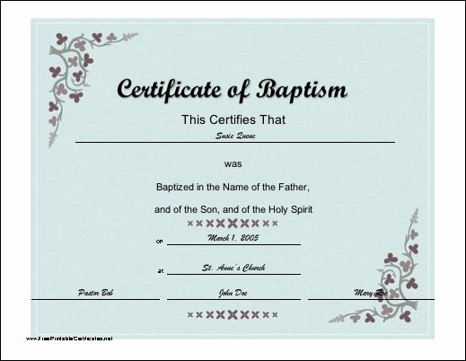 Free Baptism Certificate Template Word Luxury A Baptismal Certificate with A Script Font and Subtle