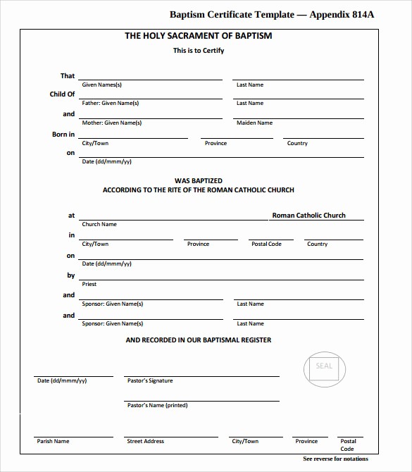 Free Baptism Certificate Template Word New Baptism Certificates 6 Download Free Documents In Pdf