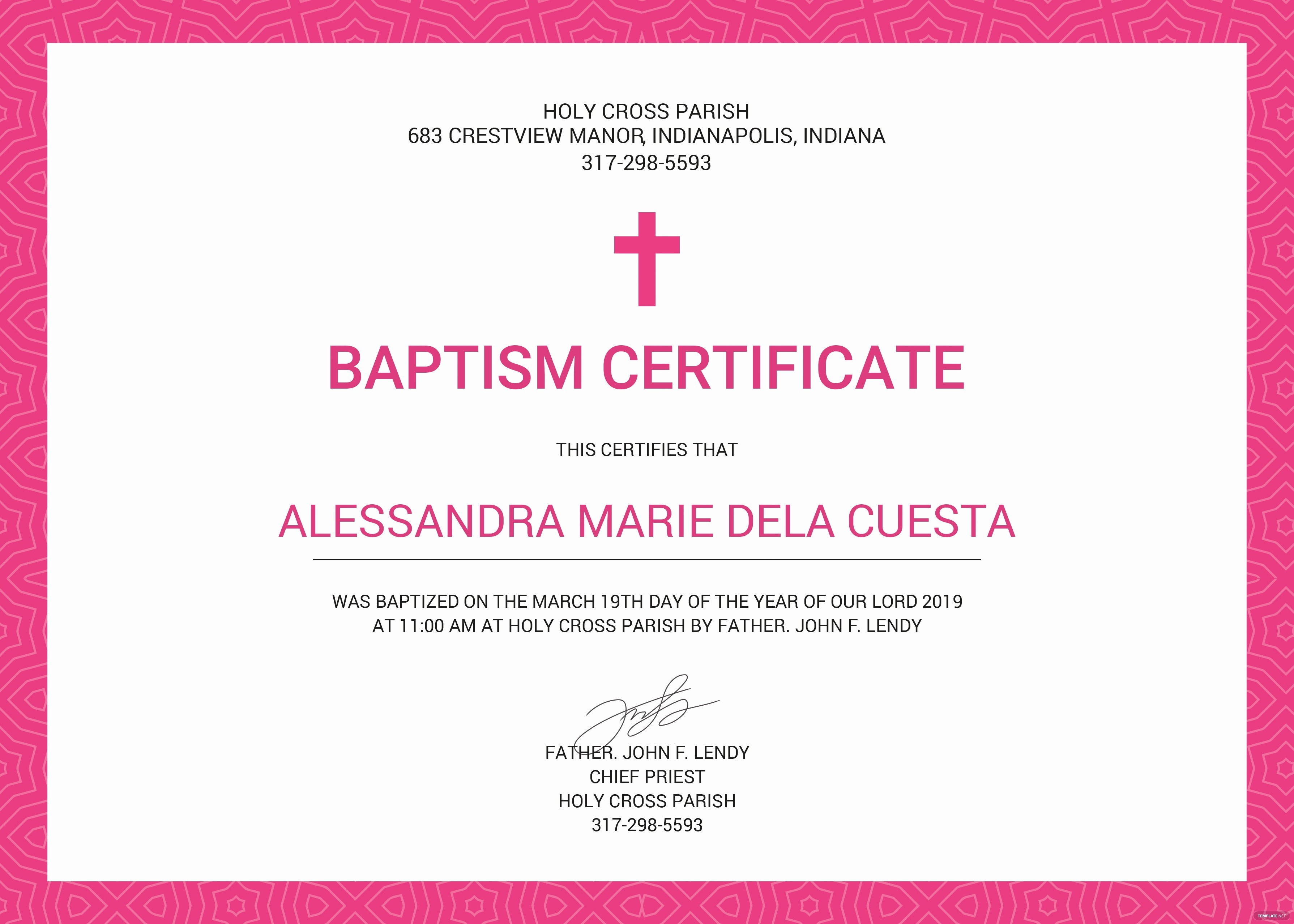 Free Baptism Certificate Template Word New Free Baptism Certificate Template In Psd Ms Word