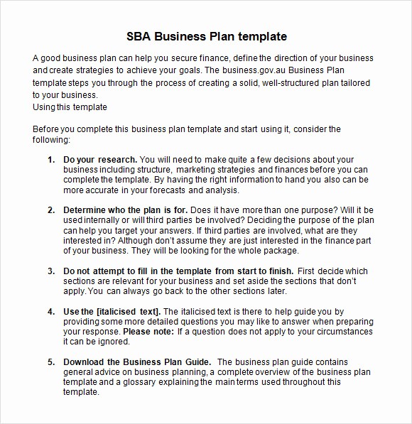 Free Basic Business Plan Template Lovely 9 Sample Sba Business Plan Templates