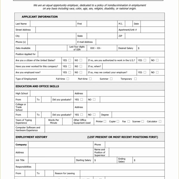 Free Bilingual Employment Application form Best Of Free Printable Generic Job Application form