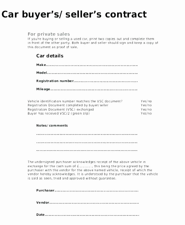 Free Bill Of Sale Contract Unique Vehicle Payment Contract Template Auto Car Sale Agreement