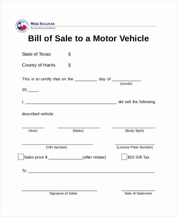Free Bill Of Sale Dmv Inspirational Sample Dmv Bill Of Sale forms 8 Free Documents In Pdf