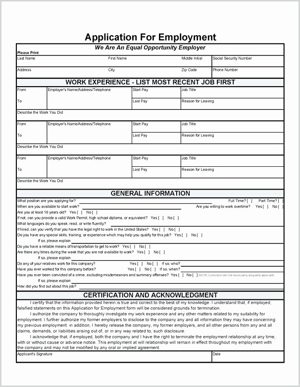 Free Blank Employment Application form Beautiful Blank Job Applications to Print Free Printable Application