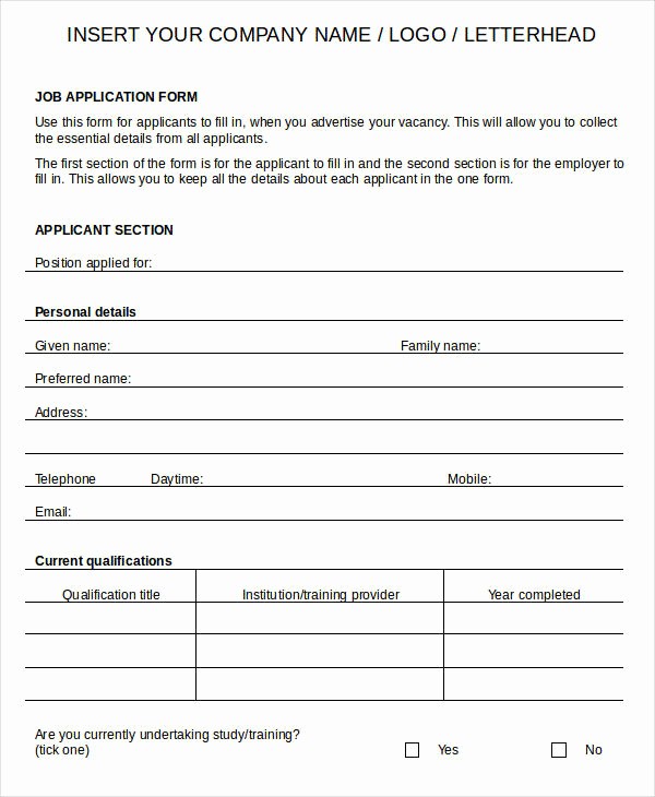 Free Blank Employment Application form New Blank Job Application 8 Free Word Pdf Documents