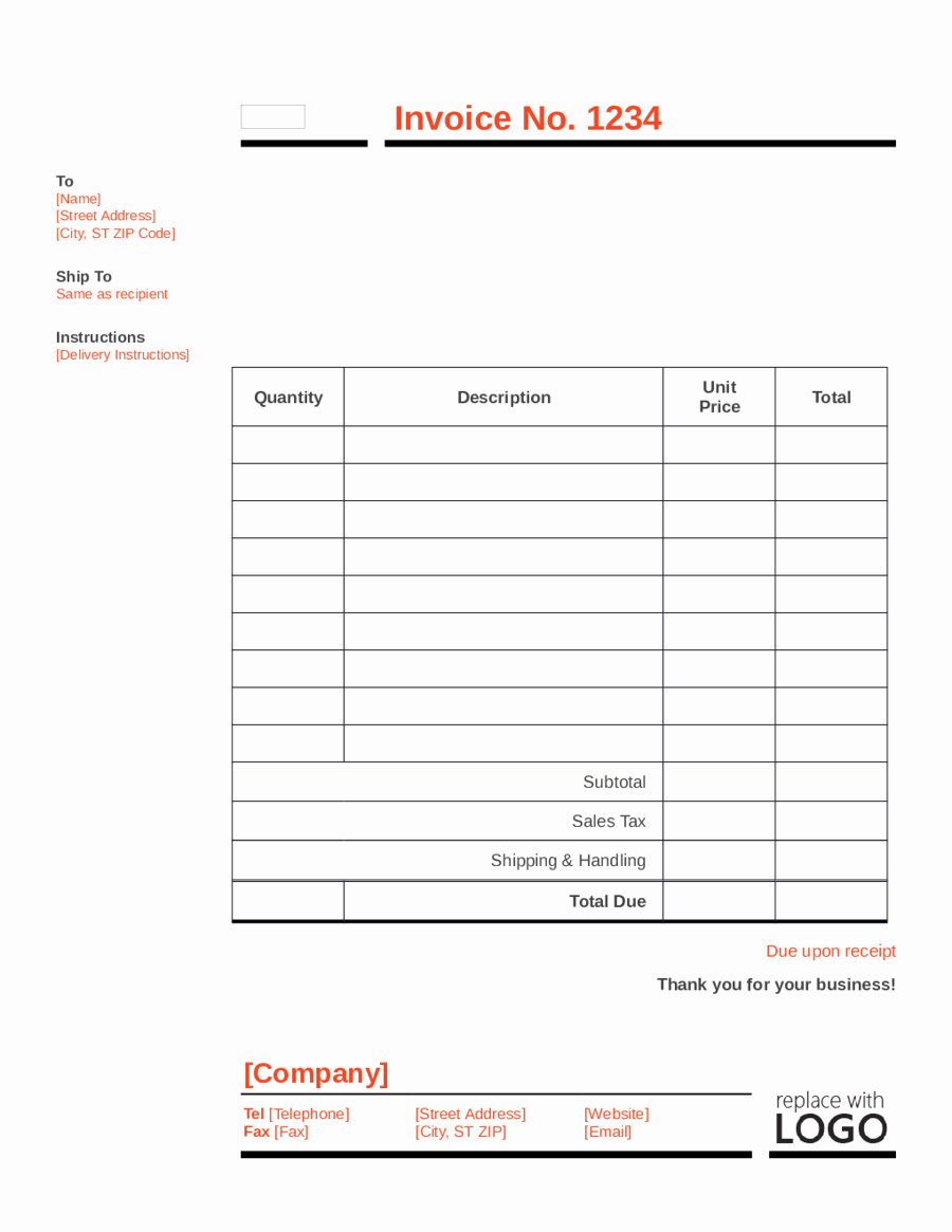 Free Blank Invoice Template Word Awesome Invoice Template Free Invoice Template Word Excel &amp; Pdf