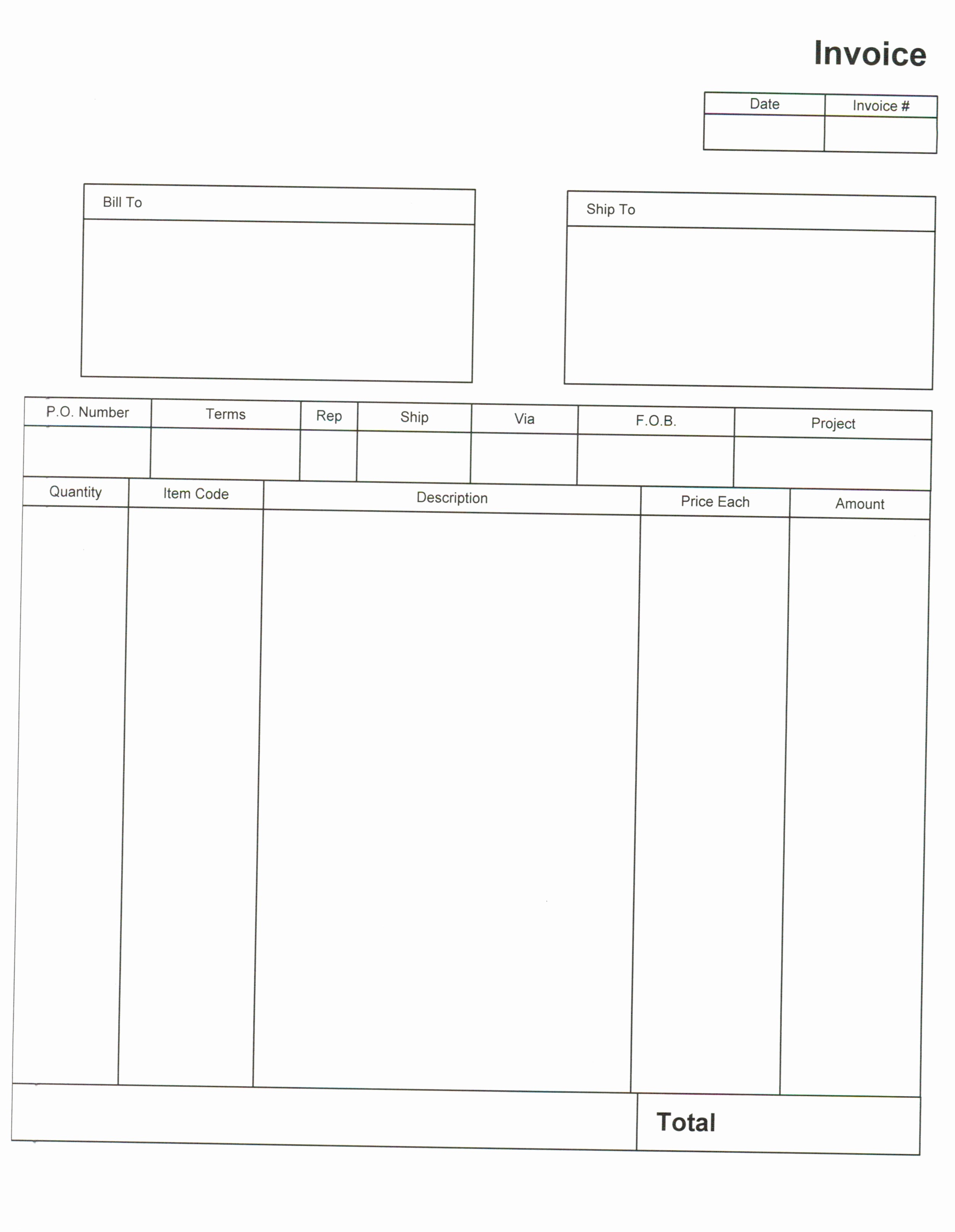 Free Blank Invoice Template Word Elegant Invoice format Pdf