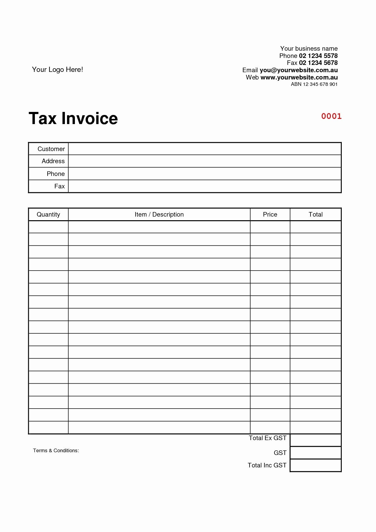 Free Blank Invoice Template Word Elegant Tax Invoice Template Word Doc
