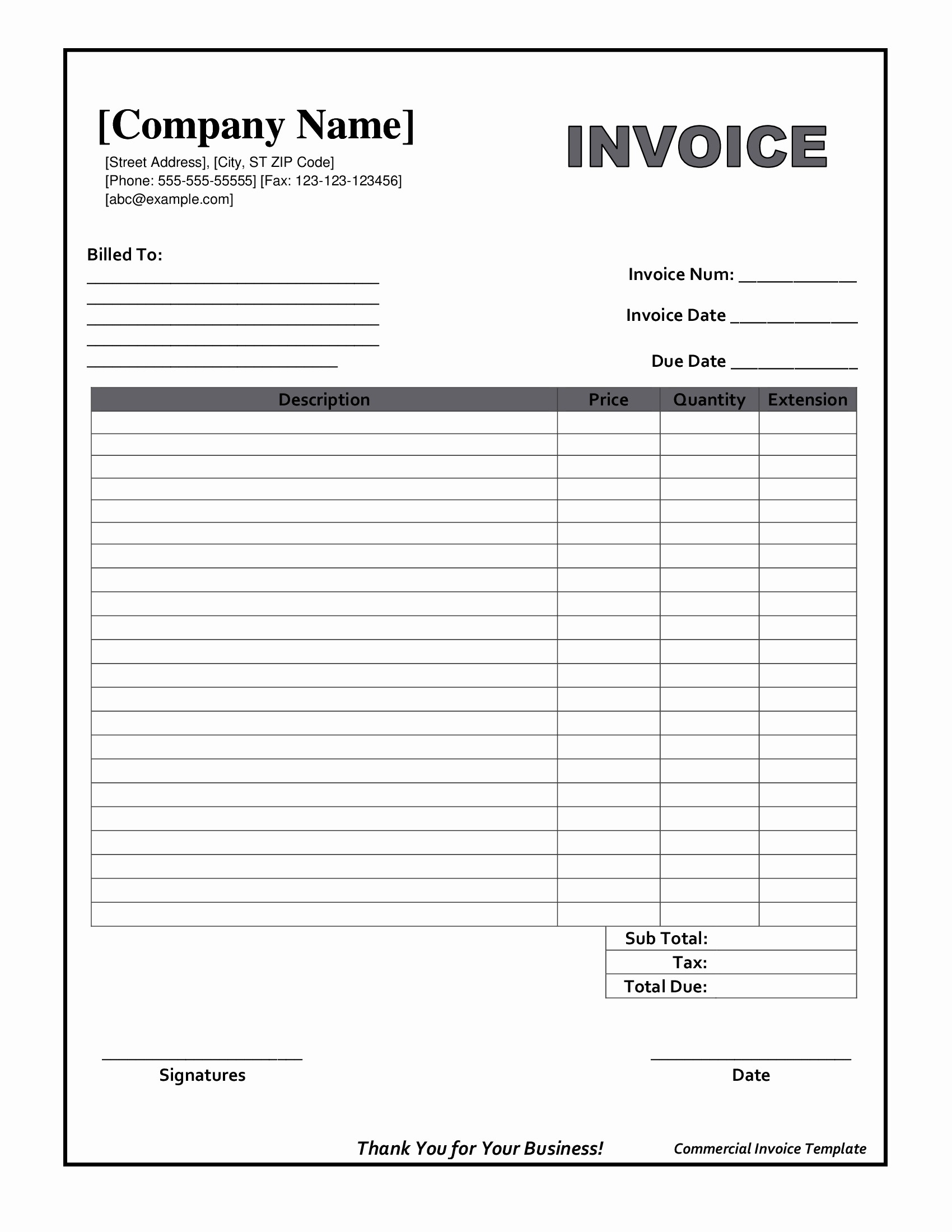 Free Blank Invoice Template Word Fresh Blank Invoice form Free