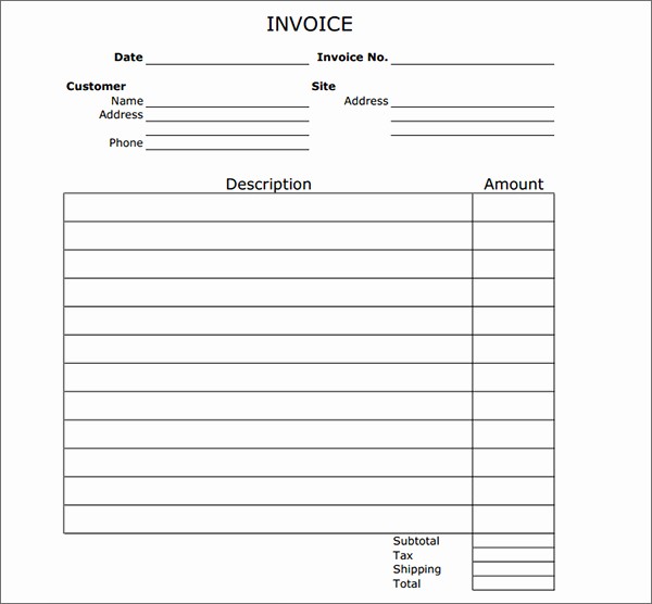 Free Blank Invoice Template Word Fresh Invoice Blank