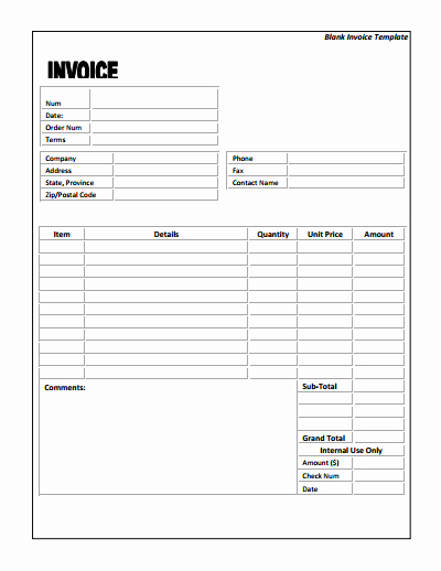 Free Blank Invoice Template Word New Blank Invoice Template for Microsoft Word