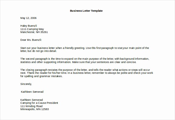 Free Business Letter Template Word New Microsoft Word Business Letter Template Letter Template