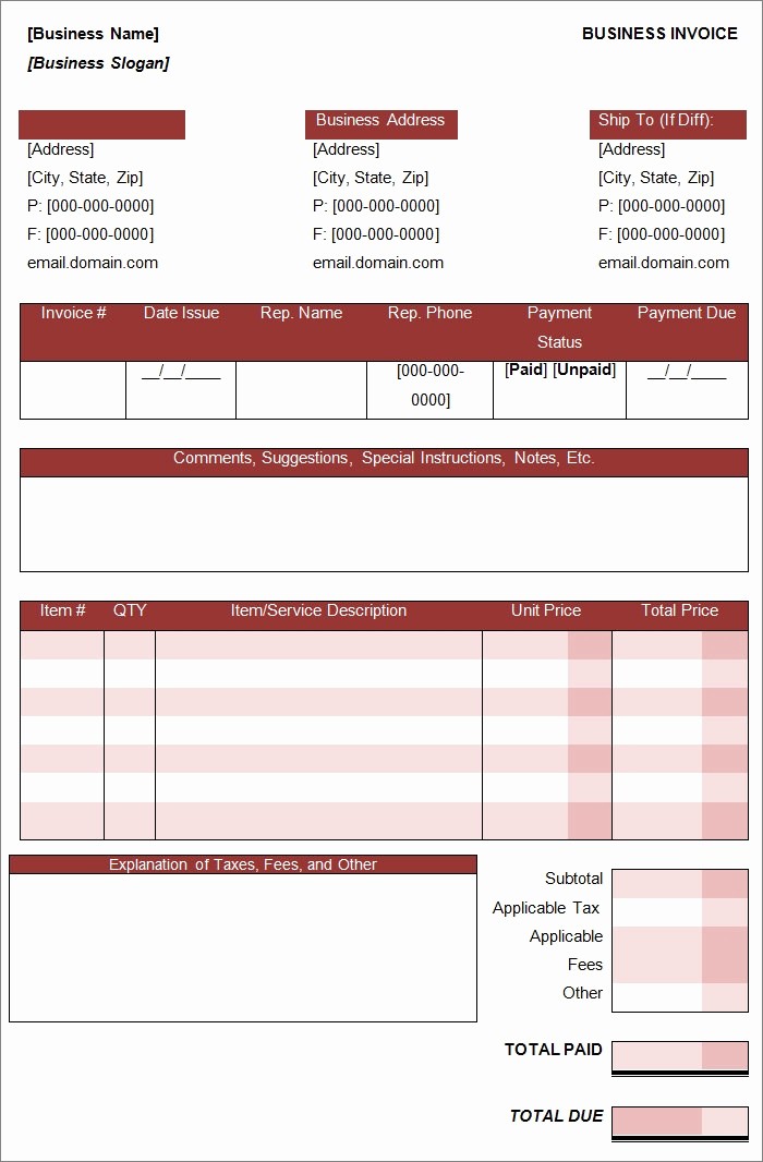 Free Business Templates for Word Inspirational Word Invoice Template Invoice Templates