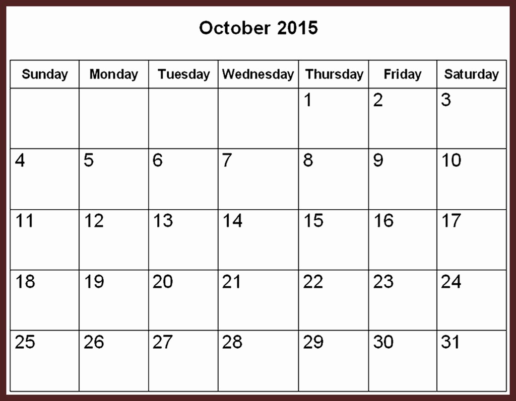 Free Calendar Templates August 2015 Unique October 2015 Calendar Word Template – 2017 Printable Calendar