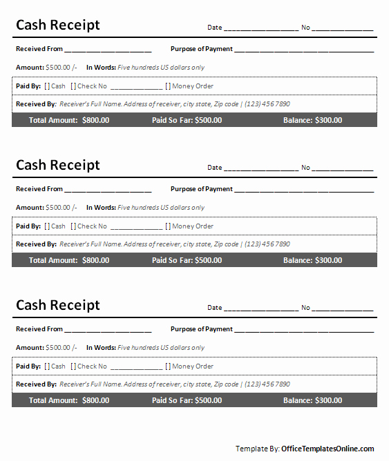 Free Cash Receipt Template Word Lovely Printable Cash Receipt for Ms Word