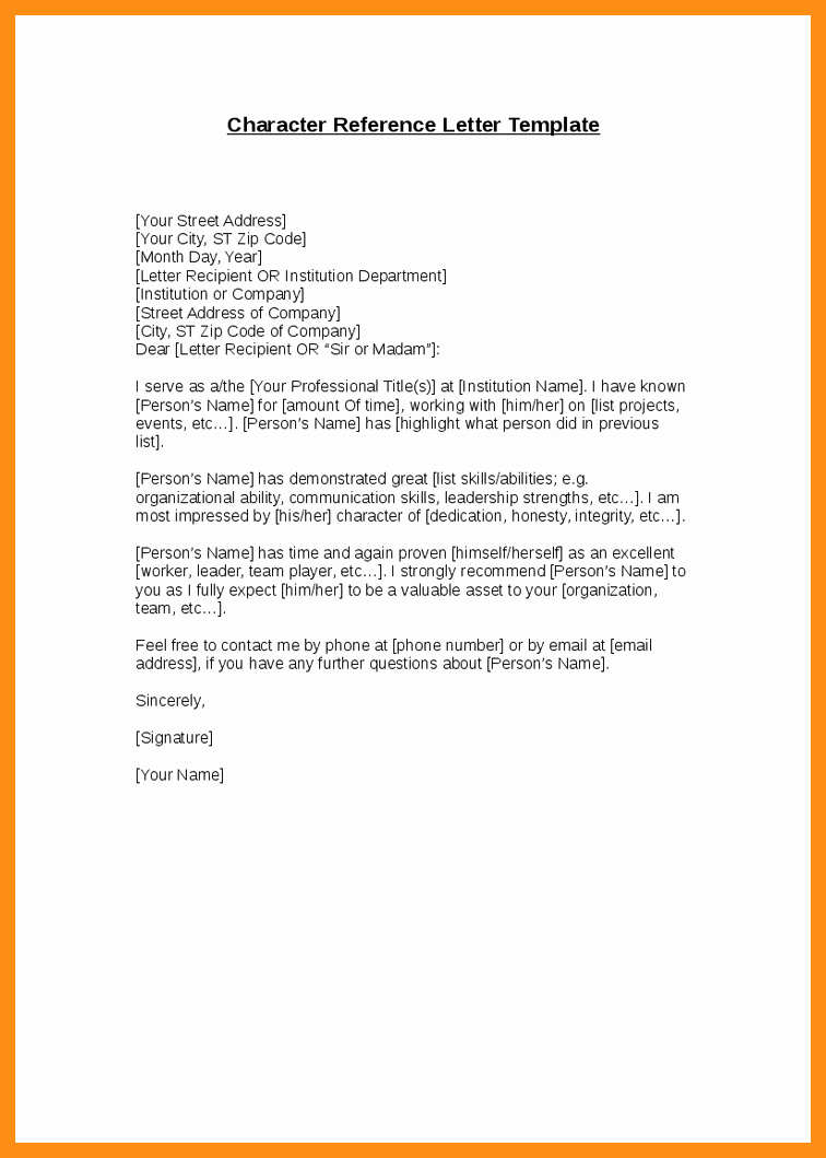 Free Character Reference Letter Template Beautiful Good Character Reference Letter
