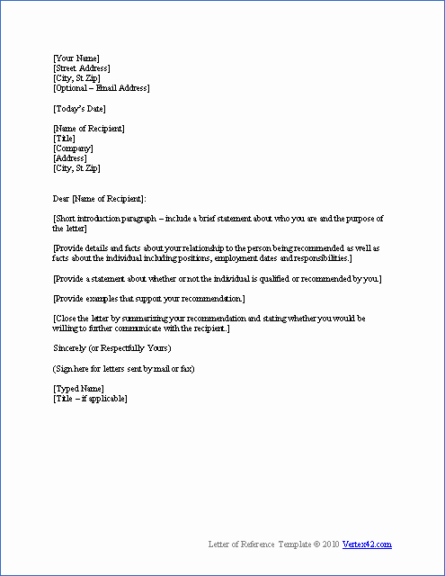Free Character Reference Letter Template Best Of Download A Free Letter Of Reference Template for Word