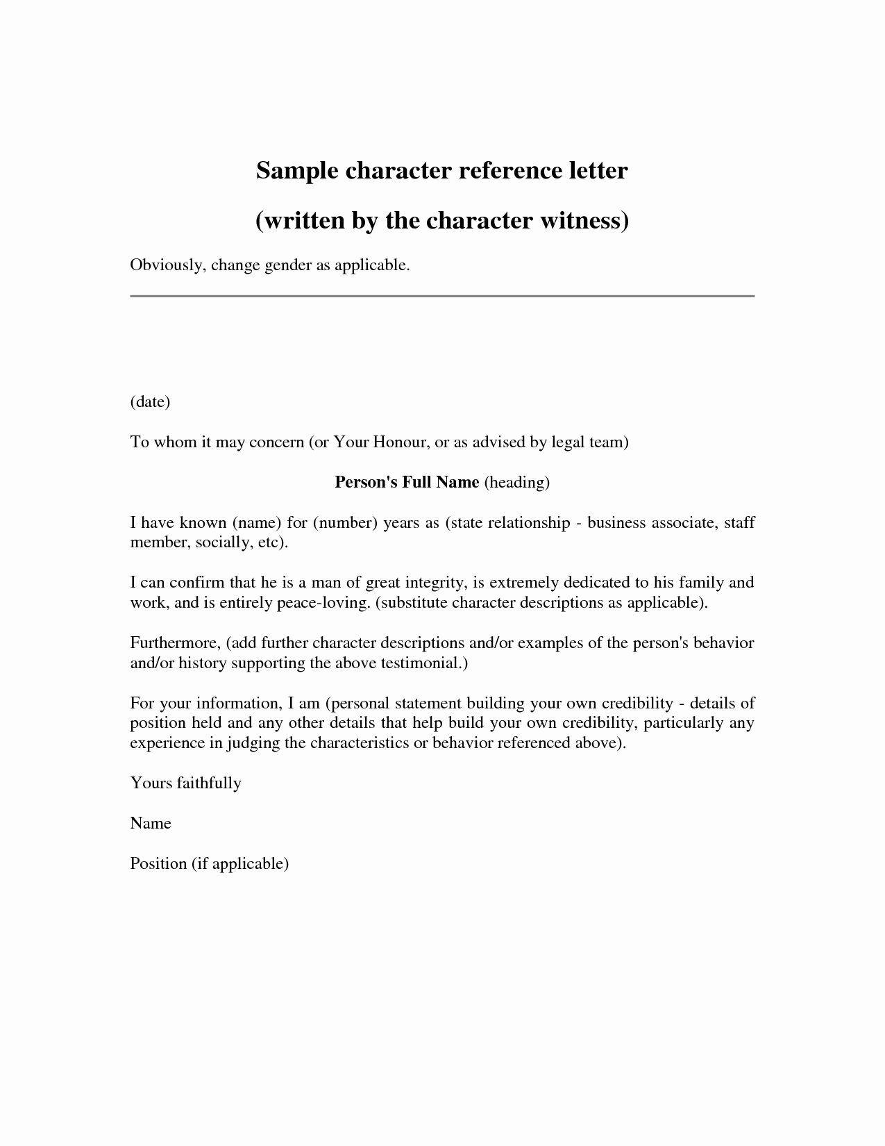 Free Character Reference Letter Template Inspirational Character Letters for Court Templates Google Search