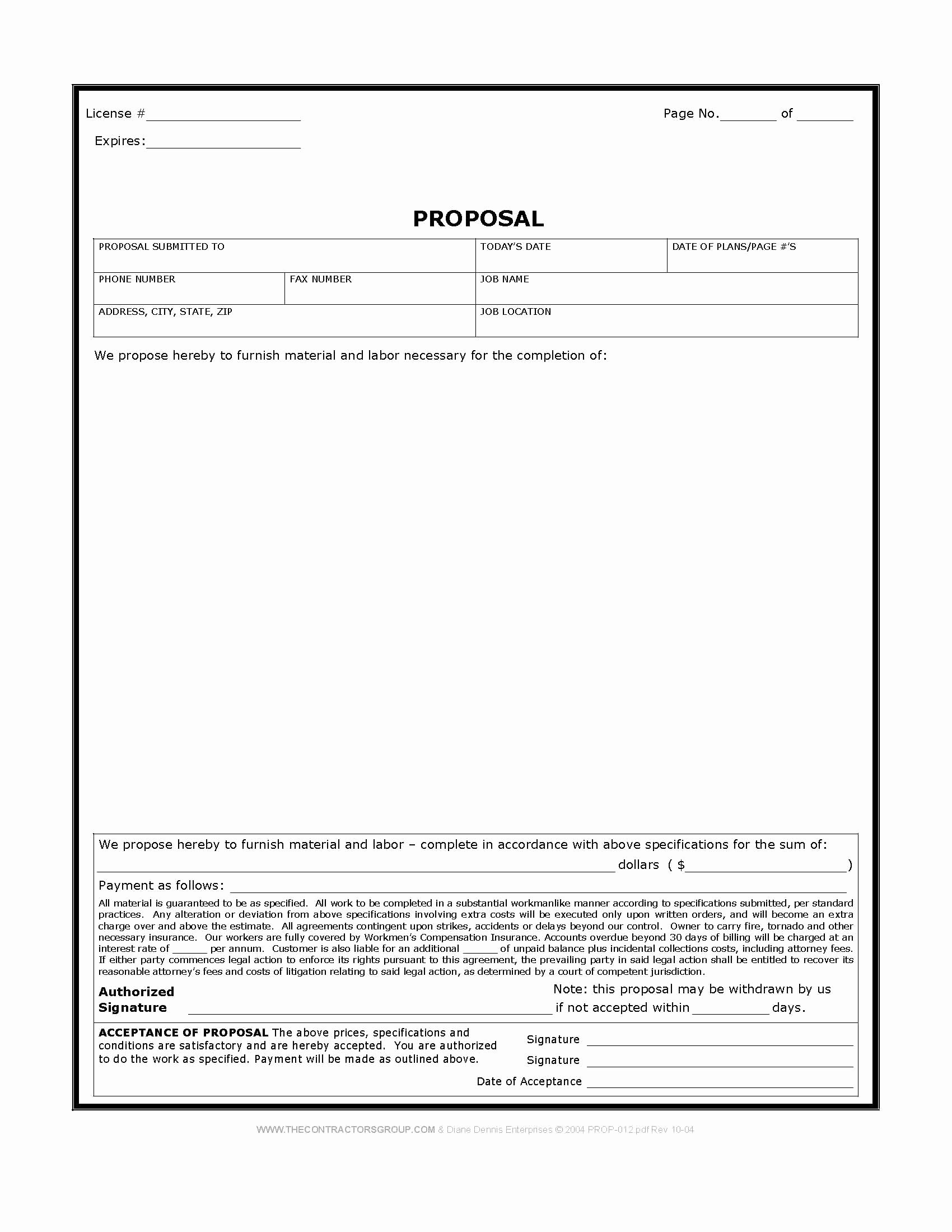 Free Construction Bid Proposal Template Elegant Free Print Contractor Proposal forms
