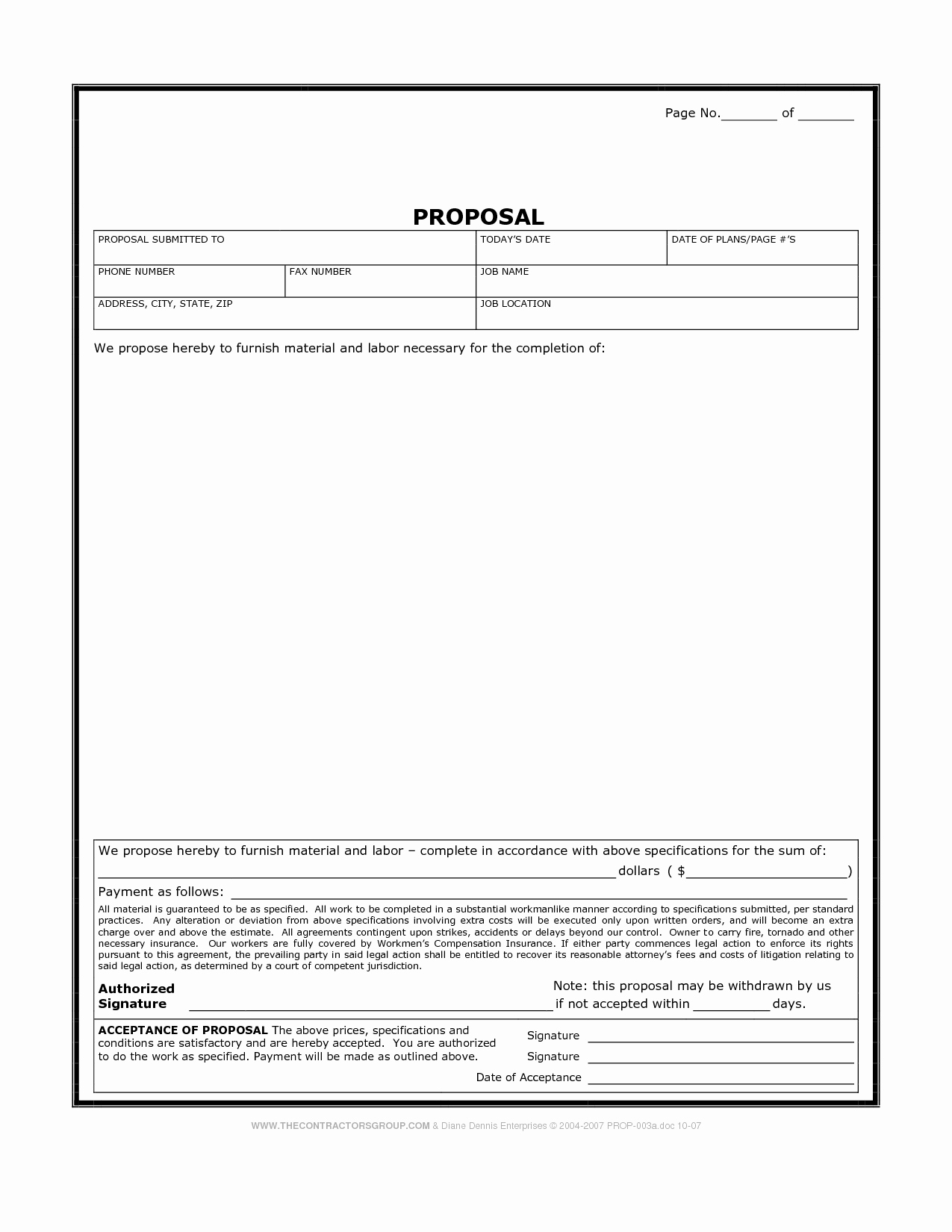 Free Construction Bid Proposal Template Lovely Printable Blank Bid Proposal forms