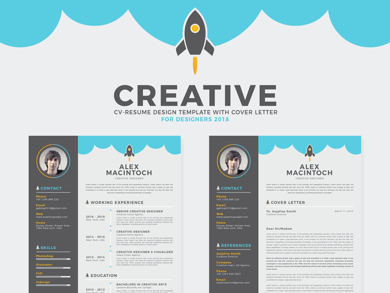 Free Creative Cover Letter Templates Elegant Free Creative Cv Resume Design Template with Cover Letter
