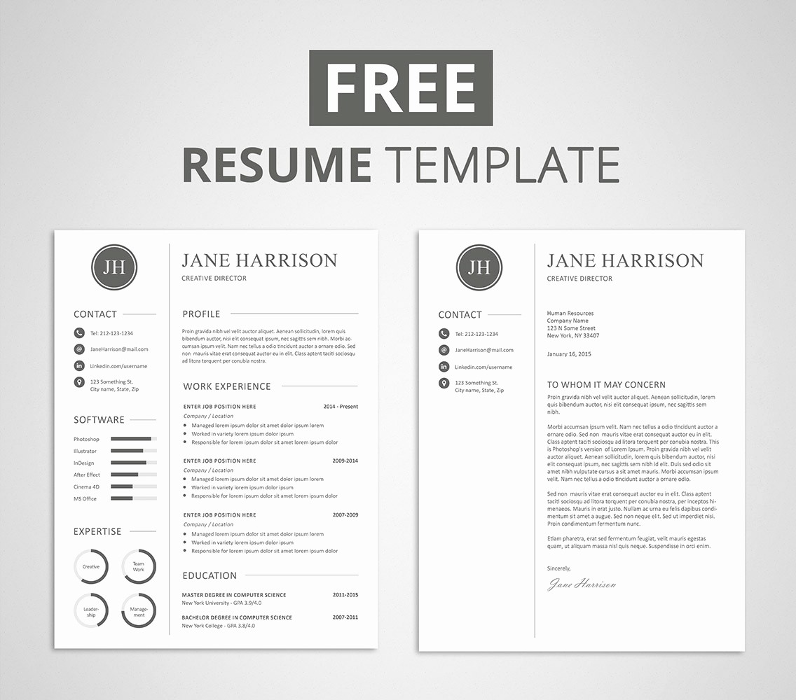 Free Creative Cover Letter Templates Lovely Free Resume Template and Cover Letter Graphicadi