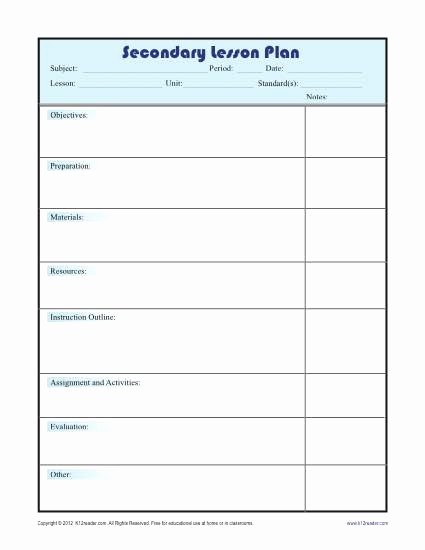 Free Daily Lesson Plan Template Lovely Daily Lesson Plan Template with Subject Grid Secondary