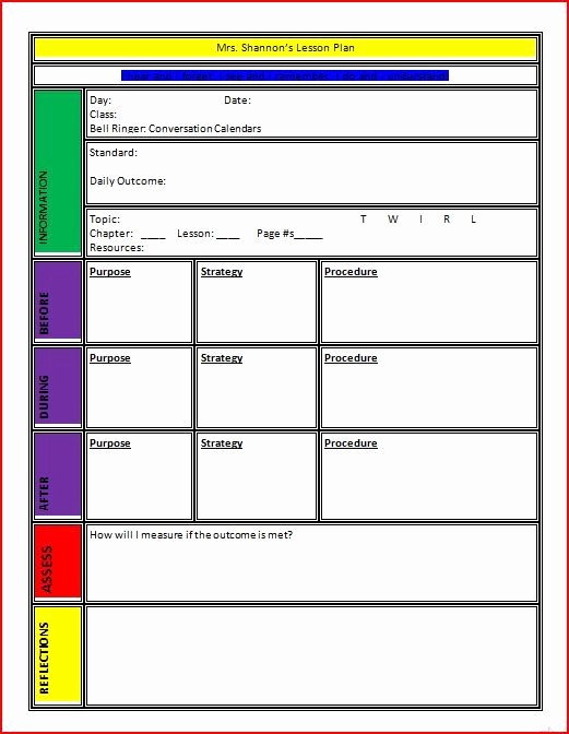 Free Daily Lesson Plan Template Lovely Plan Templates